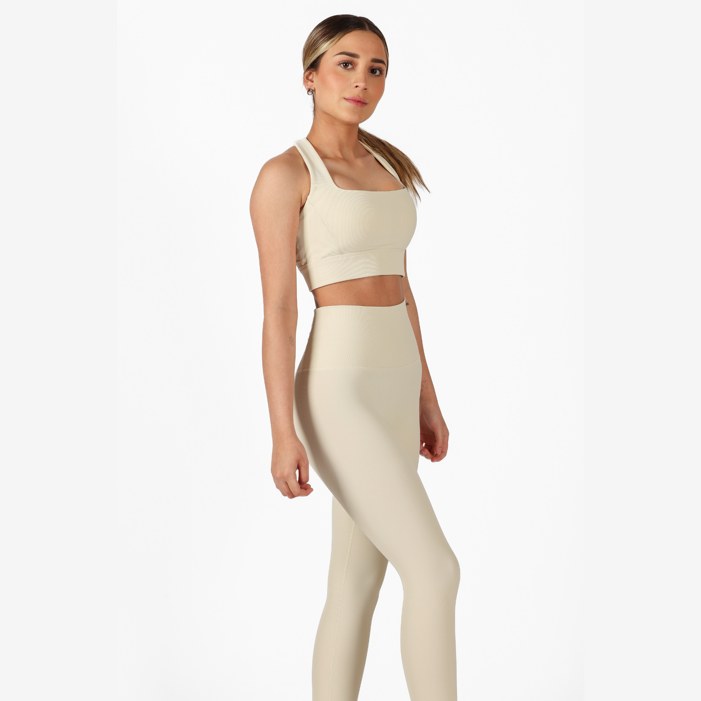 Pale ribbed leggings