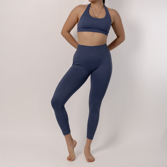 Blue Gray Sculp Seamless Leggings