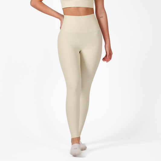 Pale ribbed leggings