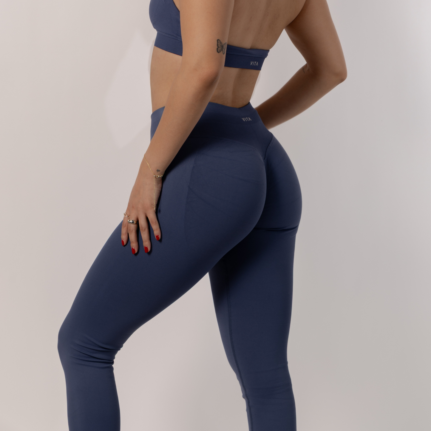 Blue Gray Sculp Seamless Leggings